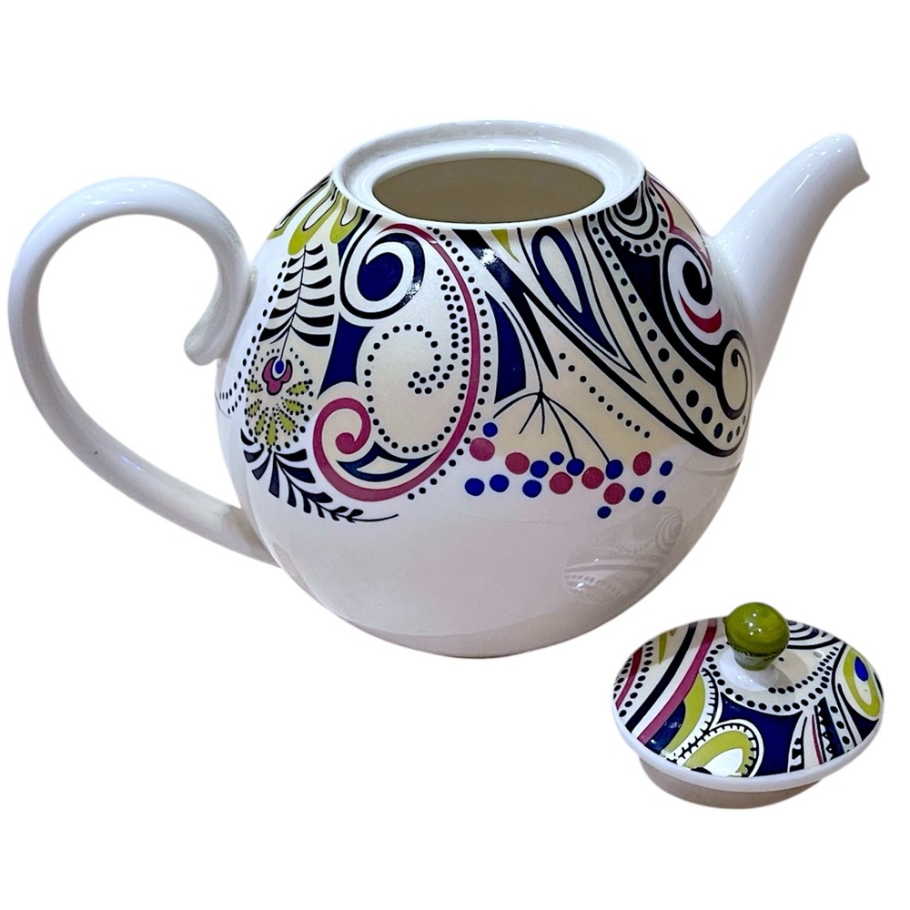 Colorful Denby Monsoon Cosmic Fine China England Teapot ~ A Rare Vintage Gem - Picture 6 of 16